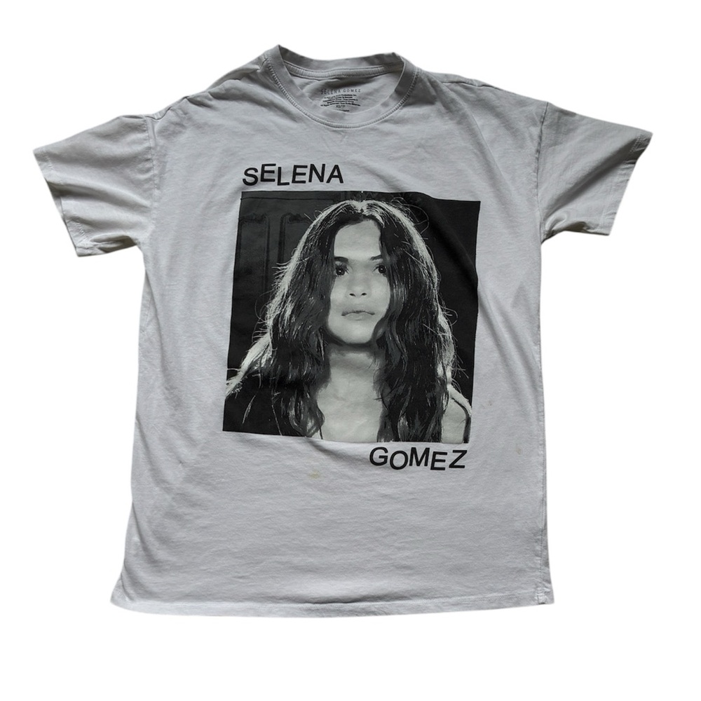 Selena Gomez Women’s White Graphic 100% Cotton Oversized T-Shirt Size XS